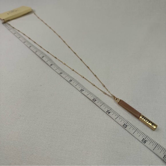 Pendant Hope Necklace Gold Tone Pink Stone - Picture 8 of 8